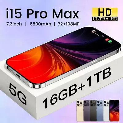 16+1TB i15 Pro Max 5G Smartphone 7.3 inch Unlocked Dual Sim Android Mobile Phone - Image 1 of 4