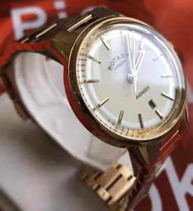 Original Rotary Avenger Designeruhr Herrenuhr GB05343/03 Gold Stahl Datum Champagner - Bild 1 von 12