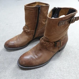 Paul Green Boots Womens 7 Brown Side Zip Leather UK5 - Picture 1 of 10
