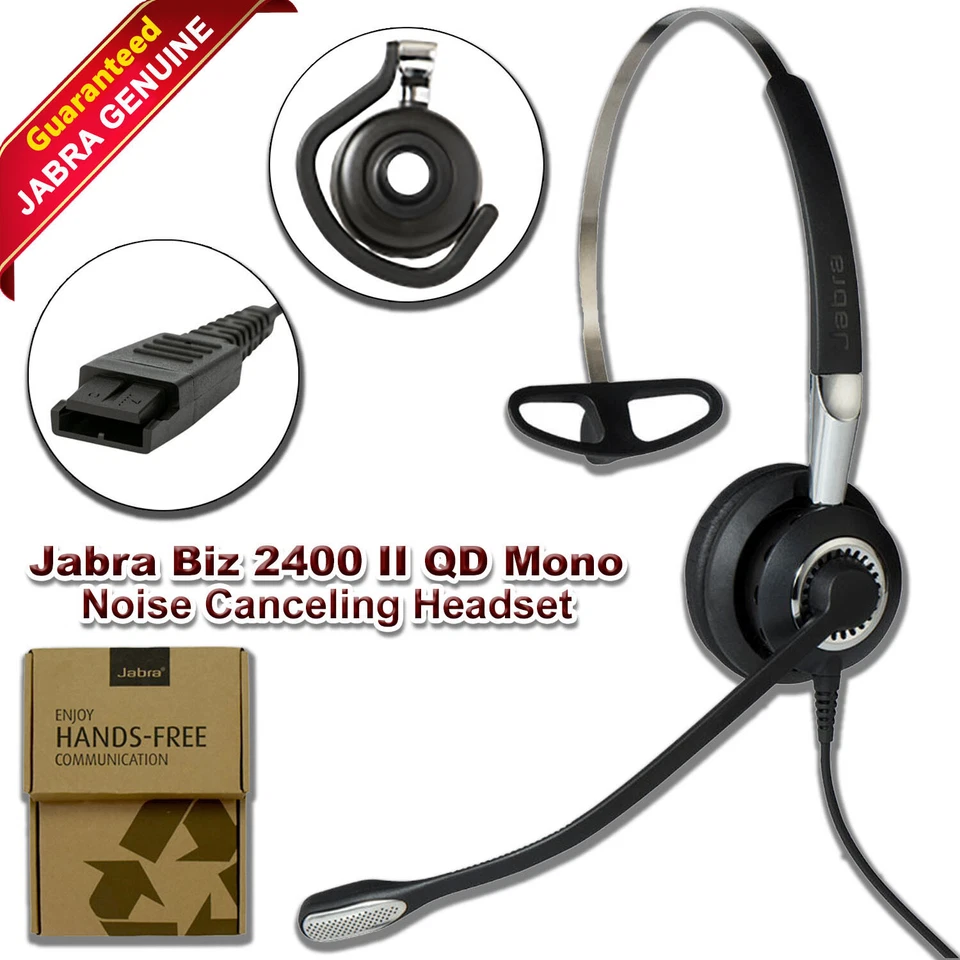 New Jabra 2400 II USB Mono CC Headset Black Noise-Canceling Mic On-Ear Comfort - Image 1 of 4