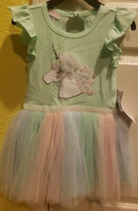 Bonnie Jean Little Girl's Unicorn Applique Pastel Tulle Ballerina Dress-Size 2T - Picture 1 of 5