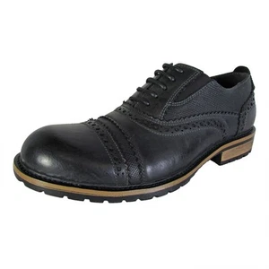 Steve Madden Hombres Llave Con Cordones Brogue Derby Zapatos, Cuero Negro, EE. UU. 7 - Imagen 1 de 3