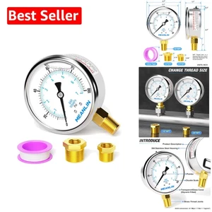 Industrial Grade Stainless Steel Pressure Gauge - Accurate Liquid Filled Design - Picture 1 of 9
