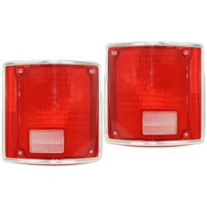 For 73-91 Suburban Taillight Taillamp Tail Light Lens w/Chrome Trim SET PAIR - Picture 1 of 6
