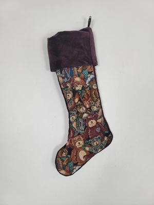 "Tapiz de terciopelo púrpura juguetes medias de Navidad con punta de aguja 19""" Foto 1 de 4