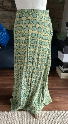 Warehouse Green Floral Print High Waist Maxi Skirt Button Closure Size 10 - Image 1 of 2