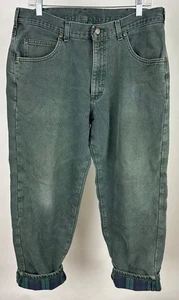 Pantalones de mezclilla forrados de franela LL Bean vintage de los 90 para hombre 33 33x29 REAL verde bosque - Imagen 1 de 14