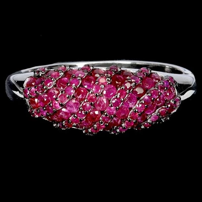 Anillo de plata esterlina Black Friday rubí Myanmar redondo corte diamante joyería talla 8 Foto 1 de 4