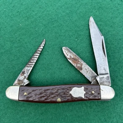 c. 1960 Camillus N.Y.  #64 Stockman Spiral Punch 3 Blade Pocket Knife Vintage - Image 1 of 4