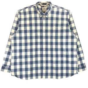 LL Bean Shirt Men's 2XL Reg Traditional Fit Blue Ivory 1 Pocket Long Sleeve - Picture 1 of 7