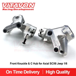 VITAVON SCX6 CNC Alu #7075 Front Knuckle & C Hub for Axial SCX6 Jeep 1/6 Silver - Picture 1 of 4