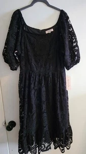 $148 Retail Nanette Short Black Lace Dress Knee Length Lined Sz 12 - Picture 1 of 10