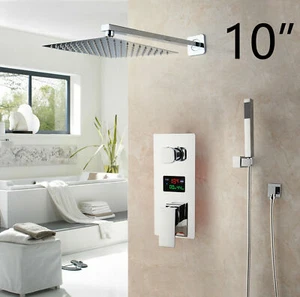 Juego de ducha de 2 vías de baño de 10 pulgadas grifos montaje en pared mezclador digital grifo de válvula - Imagen 1 de 8