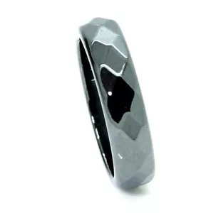 Faceted Black Hematite Basic Ring Band for Jewelry Necklace Making - R31 - Picture 1 of 2