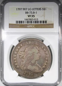 1797 9x7 Draped Bust Dollar NGC VF35 Small Eagle Toned Both Sides - Picture 1 of 4