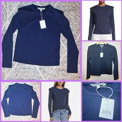 Nuevo Top WALTER BAKER Anthropologie Bethany Azul Marino Mangas Largas Para Mujer XS NUEVO CON ETIQUETAS $128 Foto 1 de 4