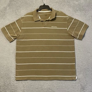 Columbia Men Size 2XL XXL Brown White Stripes Short Sleeve Polo Shirt - Picture 1 of 10