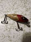 Vintage 3' Red White Wooden Fishing Lure Collection Used