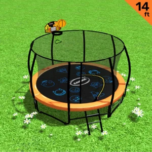 14ft Trampoline Free Safety Net Spring Pad Cover Mat Ladder Bonus Basketball Set - Picture 1 of 10