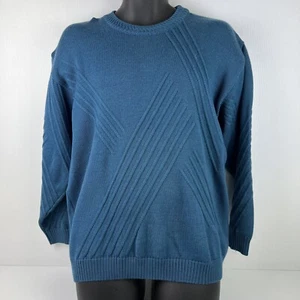 Vintage Aklandia Made in Australia Patterned Knitted Crew Neck Sweater Mens L - Picture 1 of 7