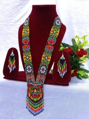 Colar feito à mão miçangas semente estilo boho americano miçangas nativas multi vertente - Imagem 1 de 2