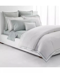 Ralph Lauren WHITE SAGE Spencer Sateen Border Duvet Cover, US King - Picture 1 of 2