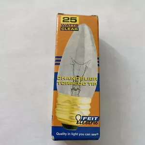FEIT ELECTRIC Chandelier torpedo tip Light Bulb 25w 130V b10 25ETC Standard Base - Picture 1 of 7