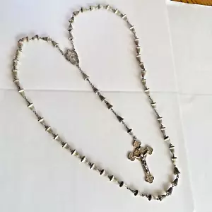 Sterling Silver Rosary Diroma Di Roma 1950 Bead Cross Crucifix Prayer Chain - Picture 1 of 10