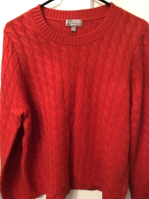 Suéter recortado J Crew para mujer de cachemir tejido con cable cuello redondo rojo XL nuevo Foto 1 de 4