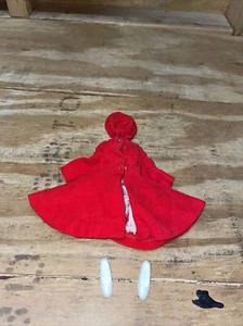 Abrigo y sombrero de vestir de terciopelo rojo vintage Barbie Skipper #1906 1963. Envío rápido - Imagen 1 de 12