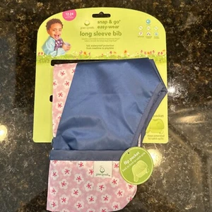 GREEN SPROUTS "SNAP & GO" WATERPROOF w/FLIPPED POCKET LONG SLEEVE BIB 12-24 MOS. - Picture 1 of 5