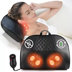 Shiatsu Back Neck and Shoulder Massager with Heat Deep Kneading Cushion Pillow - Picture 1 of 8