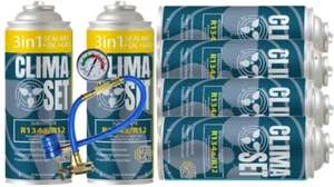Clima Set R134a 3 en 1 llenado aire acondicionado refrigerante aceite sellador fugas stop - Imagen 1 de 10