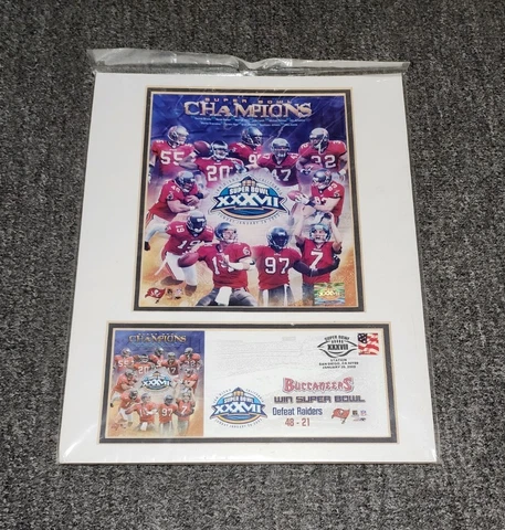 Tampa Bay Buccaneers 2002 Super Bowl XXXVII Champions Matted Poster 16x12 inches Cover