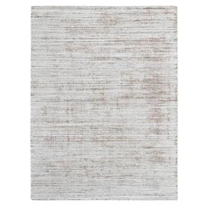 8'x10' Shades of Brown Hand Loomed Wool and Bamboo Silk Modern Design Rug R10269 - Picture 1 of 11