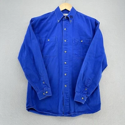 90s Chase Authentics Blue Button Down Heavy Long Sleeve Shirt Mens M VTG Western - Image 1 of 4
