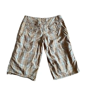 Y2K Plaid Bermuda Shorts Mossimo Size 5 Low Rise Surfcore Skater Preppy Island - Picture 1 of 6