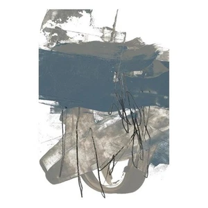 Giant Art 72x48 Blue & Grey Swipe I Fine Art Giant Canvas Print in White - Picture 1 of 3