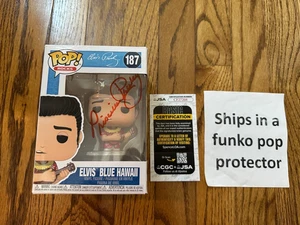 Funko Pop Rocks Elvis Presley Elvis Azul Hawaii #187 AUTO Priscilla Presley JSA - Imagen 1 de 7