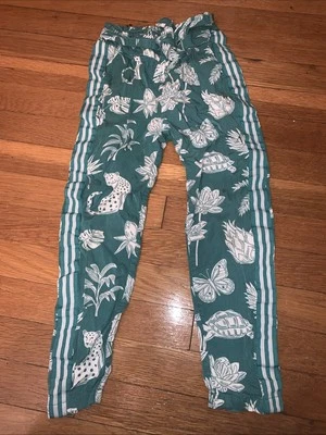 Mini Boden Girls Summer Pull On Pants Teal Jungle 7 - Image 1 of 4