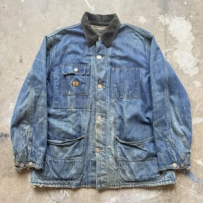 Chaqueta de mezclilla Gold Digger de colección años 30 tareas Union Railroad 4 bolsillos 22,5x28 antes de la guerra Foto 1 de 4