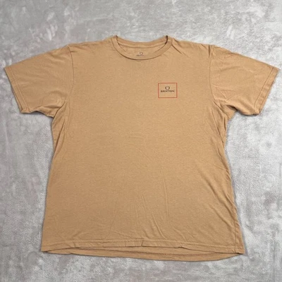 Camisa Brixton Para Hombre XL Marrón Claro Manga Corta Cuello Redondo Ajuste A Medida Algodón Foto 1 de 4