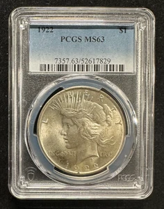 1922 Peace Silver Dollar PCGS MS63 - Picture 1 of 2