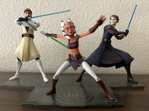 Star Wars Clone Wars Anakin Obi Wan Ahsoka Kotobukiya Artfx+ Statues - Picture 1 of 7