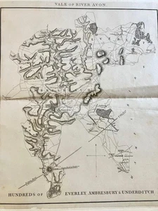 1820 TAL DES FLUSSES AVON große seltene Karte EVERLEY AMBRESBURY UNDERDITCH WILTSHIRE - Bild 1 von 4