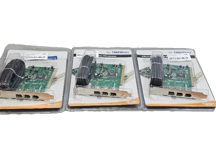 Lot 3 Pcs Brand New TrendNET TFW-H3PI 3-Port FireWire Host PCI Adapter - Image 1 of 3