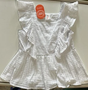 Wonder Nation Girl Size XL 14-16 Woven Ruffle Tank Ruffle Hem 100% Cotton White - Picture 1 of 10