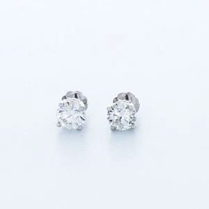 1.2CT Lab-Created Diamonds D/VVS2 Round Cut 14K White Gold 4-Prong Classic Studs - Picture 1 of 4