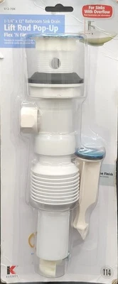 Keenly 1-1/4” X 12” Fregadero de baño Barra elevadora de drenaje Pop-Up Flex 'N Fix 812-70K  Foto 1 de 2