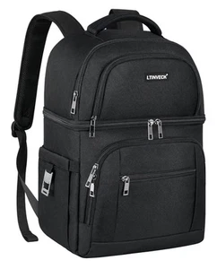 Cooler Backpack Insulated Backpack Cooler Leakproof Double Deck Cooler Bag Black - Picture 1 of 6